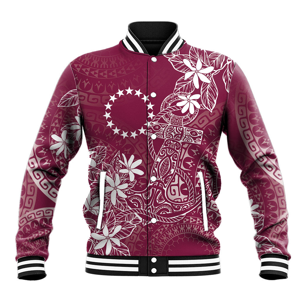 Maroon Kuki Airani Tapakau Baseball Jacket Tribal Anchor Mix Tiare