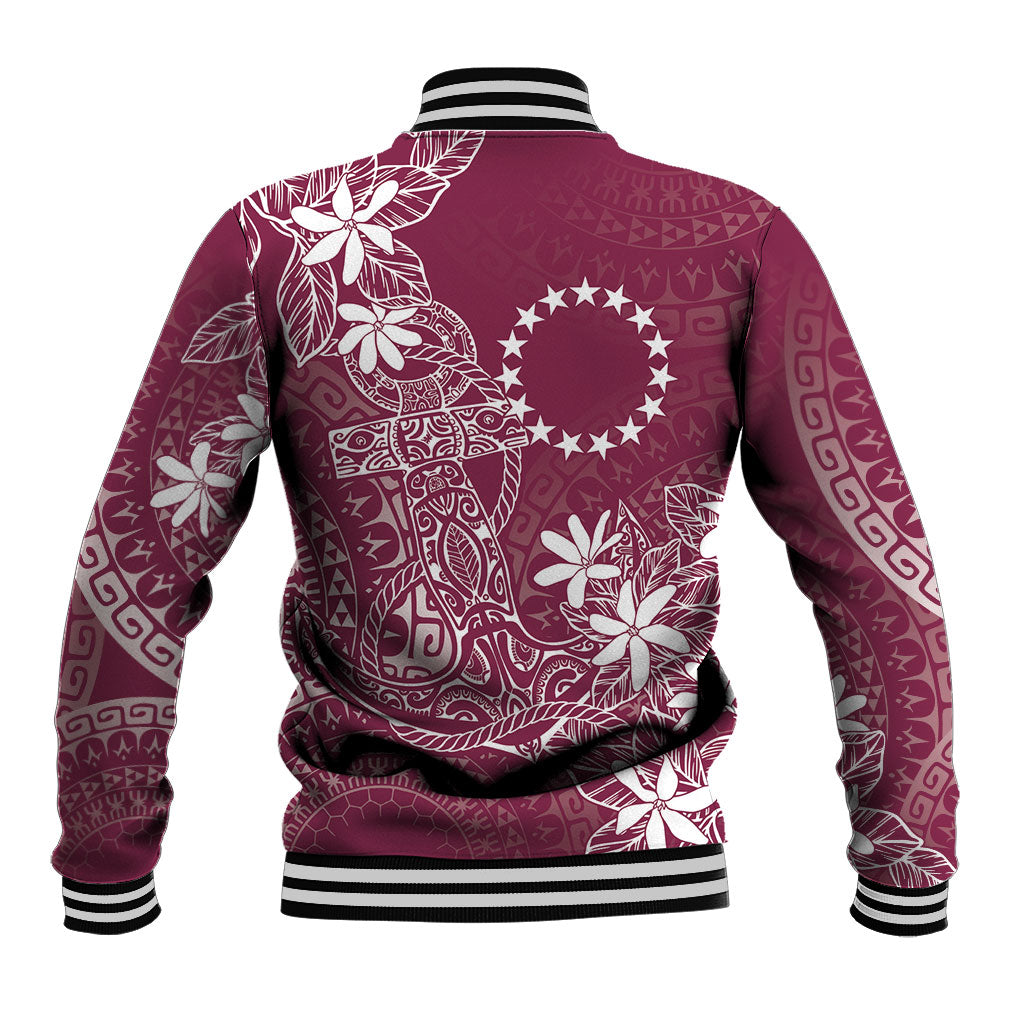 Maroon Kuki Airani Tapakau Baseball Jacket Tribal Anchor Mix Tiare