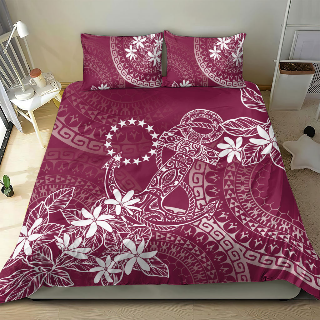 Maroon Kuki Airani Tapakau Bedding Set Tribal Anchor Mix Tiare