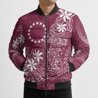 Maroon Kuki Airani Tapakau Bomber Puffer Jacket Tribal Anchor Mix Tiare LT7 - Polynesian Pride