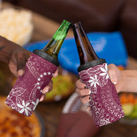 Maroon Kuki Airani Tapakau 4 in 1 Can Cooler Tumbler Tribal Anchor Mix Tiare