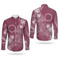 Maroon Kuki Airani Tapakau Couples Matching Short Sleeve Bodycon Dress and Long Sleeve Button Shirt Tribal Anchor Mix Tiare LT7 - Polynesian Pride