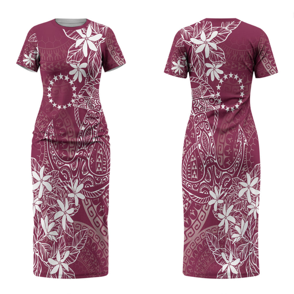 Maroon Kuki Airani Tapakau Couples Matching Short Sleeve Bodycon Dress and Long Sleeve Button Shirt Tribal Anchor Mix Tiare LT7 - Polynesian Pride