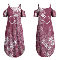 Maroon Kuki Airani Tapakau Couples Matching Summer Maxi Dress and Hawaiian Shirt Tribal Anchor Mix Tiare LT7 - Polynesian Pride