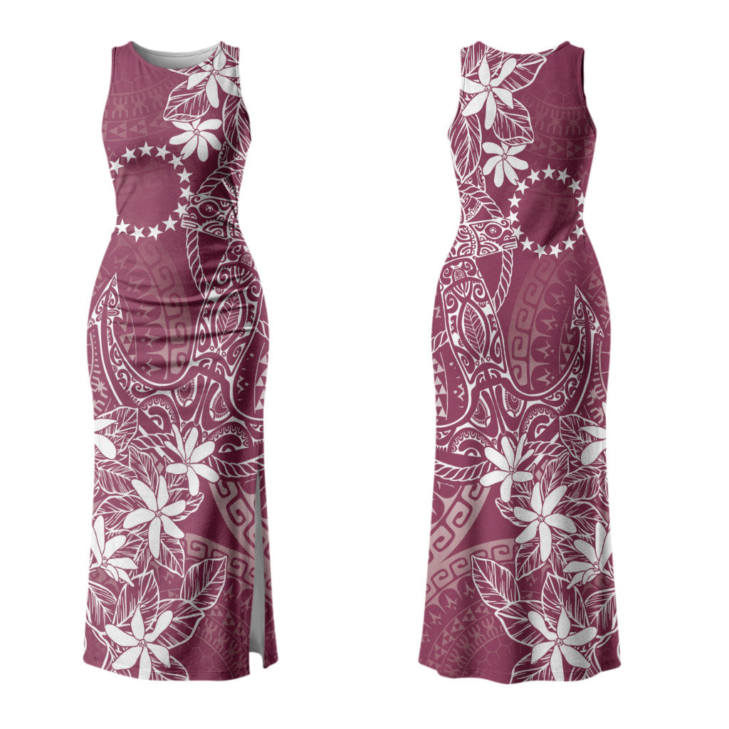 Maroon Kuki Airani Tapakau Couples Matching Tank Maxi Dress and Hawaiian Shirt Tribal Anchor Mix Tiare LT7 - Polynesian Pride