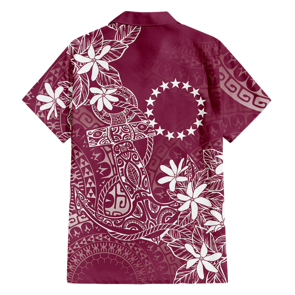 Maroon Kuki Airani Tapakau Family Matching Off The Shoulder Long Sleeve Dress and Hawaiian Shirt Tribal Anchor Mix Tiare