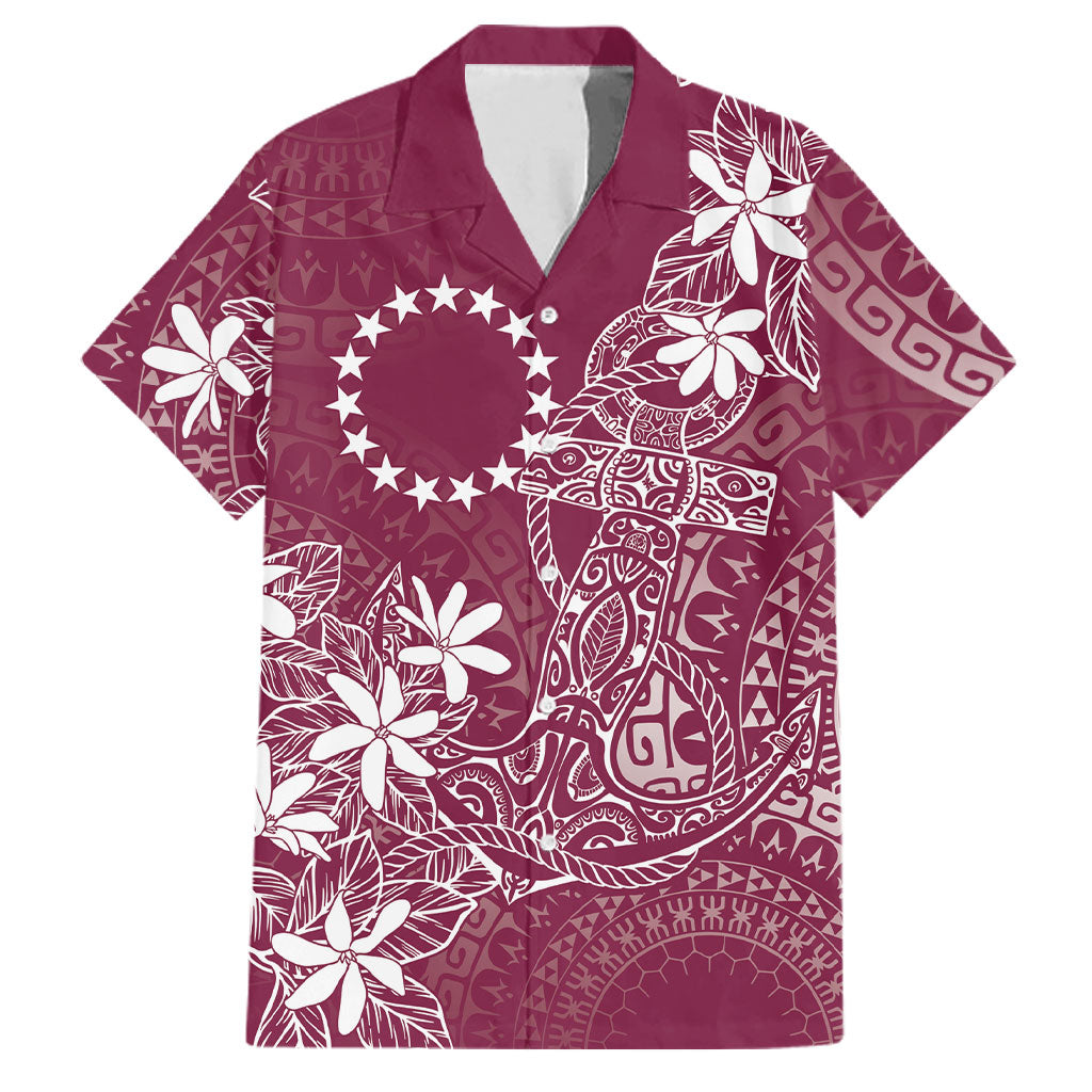 Maroon Kuki Airani Tapakau Family Matching Off Shoulder Maxi Dress and Hawaiian Shirt Tribal Anchor Mix Tiare