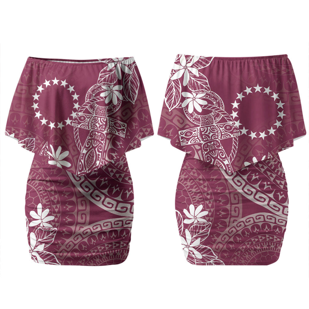 Maroon Kuki Airani Tapakau Family Matching Off Shoulder Short Dress and Hawaiian Shirt Tribal Anchor Mix Tiare LT7 Mom's Dress Maroon - Polynesian Pride