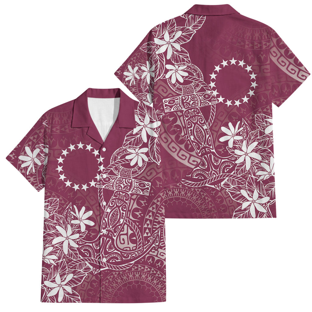 Maroon Kuki Airani Tapakau Family Matching Off Shoulder Short Dress and Hawaiian Shirt Tribal Anchor Mix Tiare LT7 Dad's Shirt - Short Sleeve Maroon - Polynesian Pride