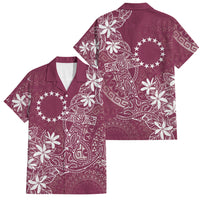 Maroon Kuki Airani Tapakau Family Matching Off Shoulder Short Dress and Hawaiian Shirt Tribal Anchor Mix Tiare LT7 Dad's Shirt - Short Sleeve Maroon - Polynesian Pride