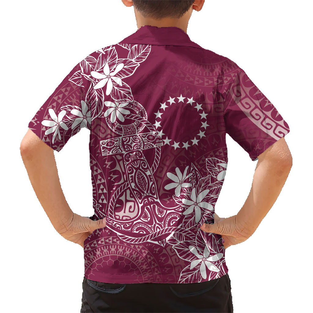 Maroon Kuki Airani Tapakau Family Matching Short Sleeve Bodycon Dress and Hawaiian Shirt Tribal Anchor Mix Tiare