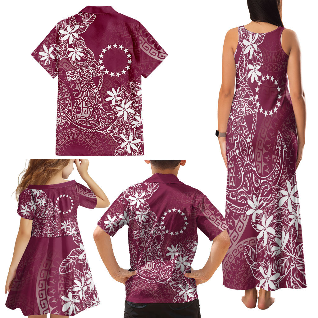 Maroon Kuki Airani Tapakau Family Matching Tank Maxi Dress and Hawaiian Shirt Tribal Anchor Mix Tiare