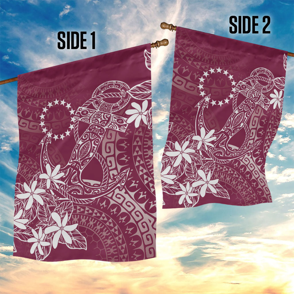 Maroon Kuki Airani Tapakau Garden Flag Tribal Anchor Mix Tiare