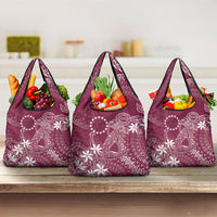 Maroon Kuki Airani Tapakau Grocery Bag Tribal Anchor Mix Tiare