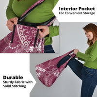 Maroon Kuki Airani Tapakau Grocery Bag Tribal Anchor Mix Tiare