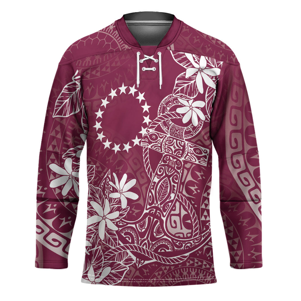 Maroon Kuki Airani Tapakau Hockey Jersey Tribal Anchor Mix Tiare LT7 Unisex Maroon - Polynesian Pride