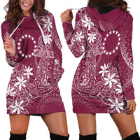 Maroon Kuki Airani Tapakau Hoodie Dress Tribal Anchor Mix Tiare