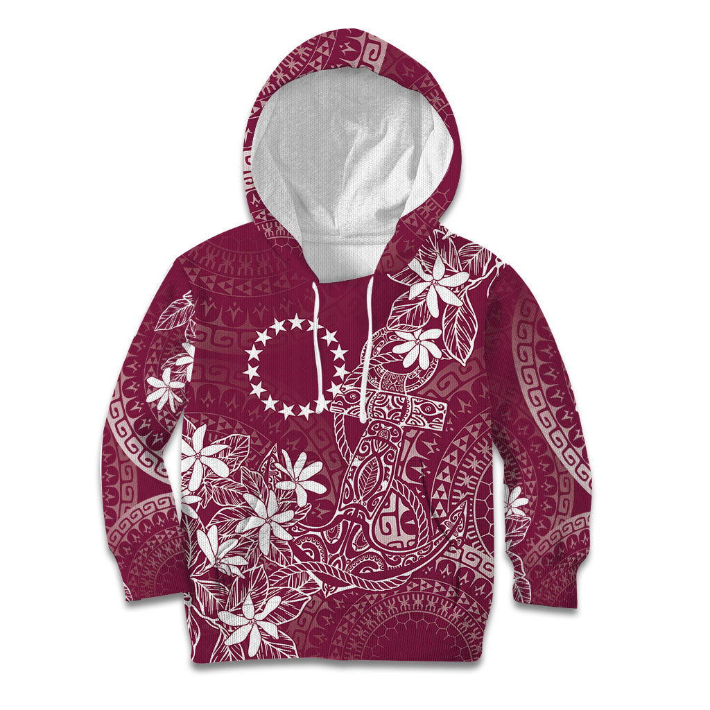 Maroon Kuki Airani Tapakau Kid Hoodie Tribal Anchor Mix Tiare