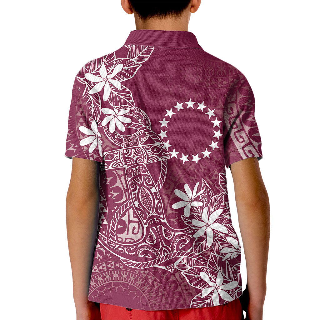 Maroon Kuki Airani Tapakau Kid Polo Shirt Tribal Anchor Mix Tiare LT7 - Polynesian Pride