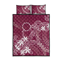 Maroon Kuki Airani Tapakau Quilt Bed Set Tribal Anchor Mix Tiare