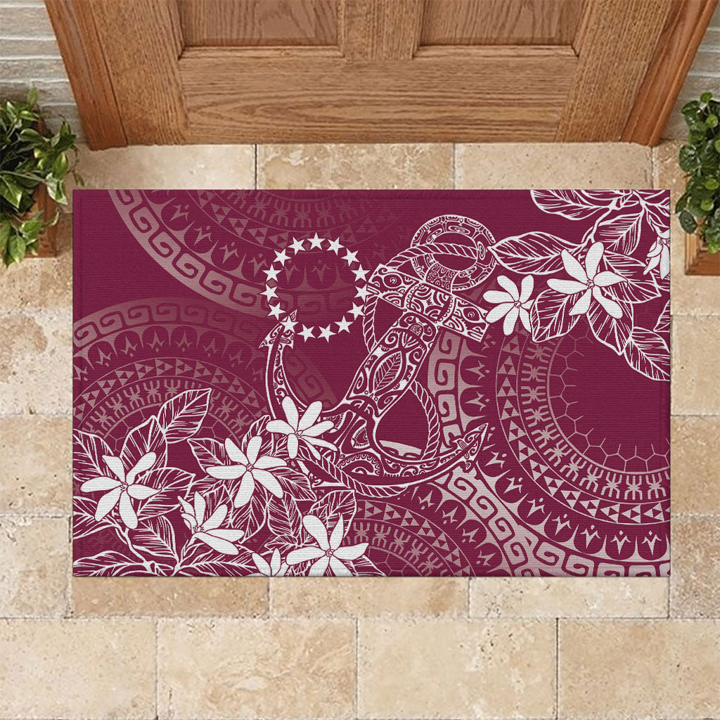 Maroon Kuki Airani Tapakau Rubber Doormat Tribal Anchor Mix Tiare