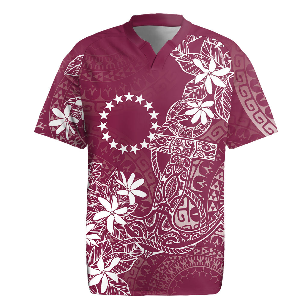 Maroon Kuki Airani Tapakau Rugby Jersey Tribal Anchor Mix Tiare