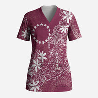 Maroon Kuki Airani Tapakau Scrub Top Tribal Anchor Mix Tiare LT7 Adult Maroon - Polynesian Pride