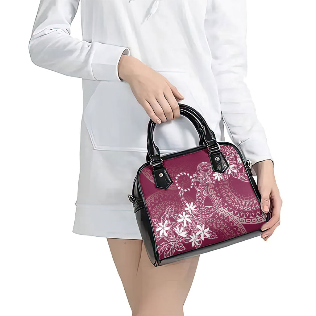 Maroon Kuki Airani Tapakau Shoulder Handbag Tribal Anchor Mix Tiare