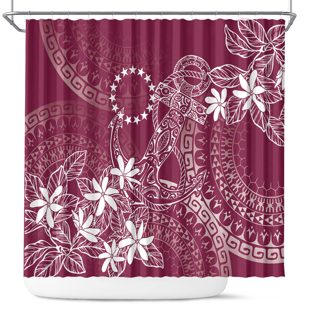 Maroon Kuki Airani Tapakau Shower Curtain Tribal Anchor Mix Tiare