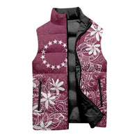 Maroon Kuki Airani Tapakau Sleeveless Puffer Jacket Tribal Anchor Mix Tiare