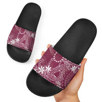 Maroon Kuki Airani Tapakau Slide Sandals Tribal Anchor Mix Tiare