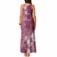 Maroon Kuki Airani Tapakau Tank Maxi Dress Tribal Anchor Mix Tiare LT7 - Polynesian Pride