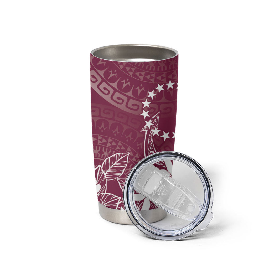 Maroon Kuki Airani Tapakau Tumbler Cup Tribal Anchor Mix Tiare