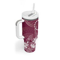 Maroon Kuki Airani Tapakau Tumbler With Handle Tribal Anchor Mix Tiare