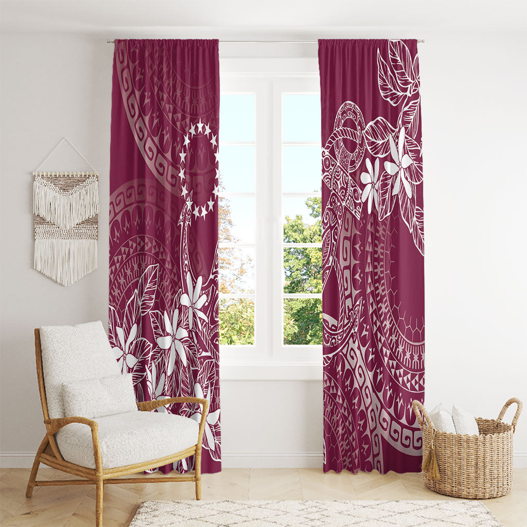 Maroon Kuki Airani Tapakau Window Curtain Tribal Anchor Mix Tiare