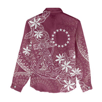 Maroon Kuki Airani Tapakau Women Casual Shirt Tribal Anchor Mix Tiare