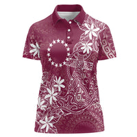 Maroon Kuki Airani Tapakau Women Polo Shirt Tribal Anchor Mix Tiare