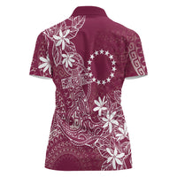 Maroon Kuki Airani Tapakau Women Polo Shirt Tribal Anchor Mix Tiare