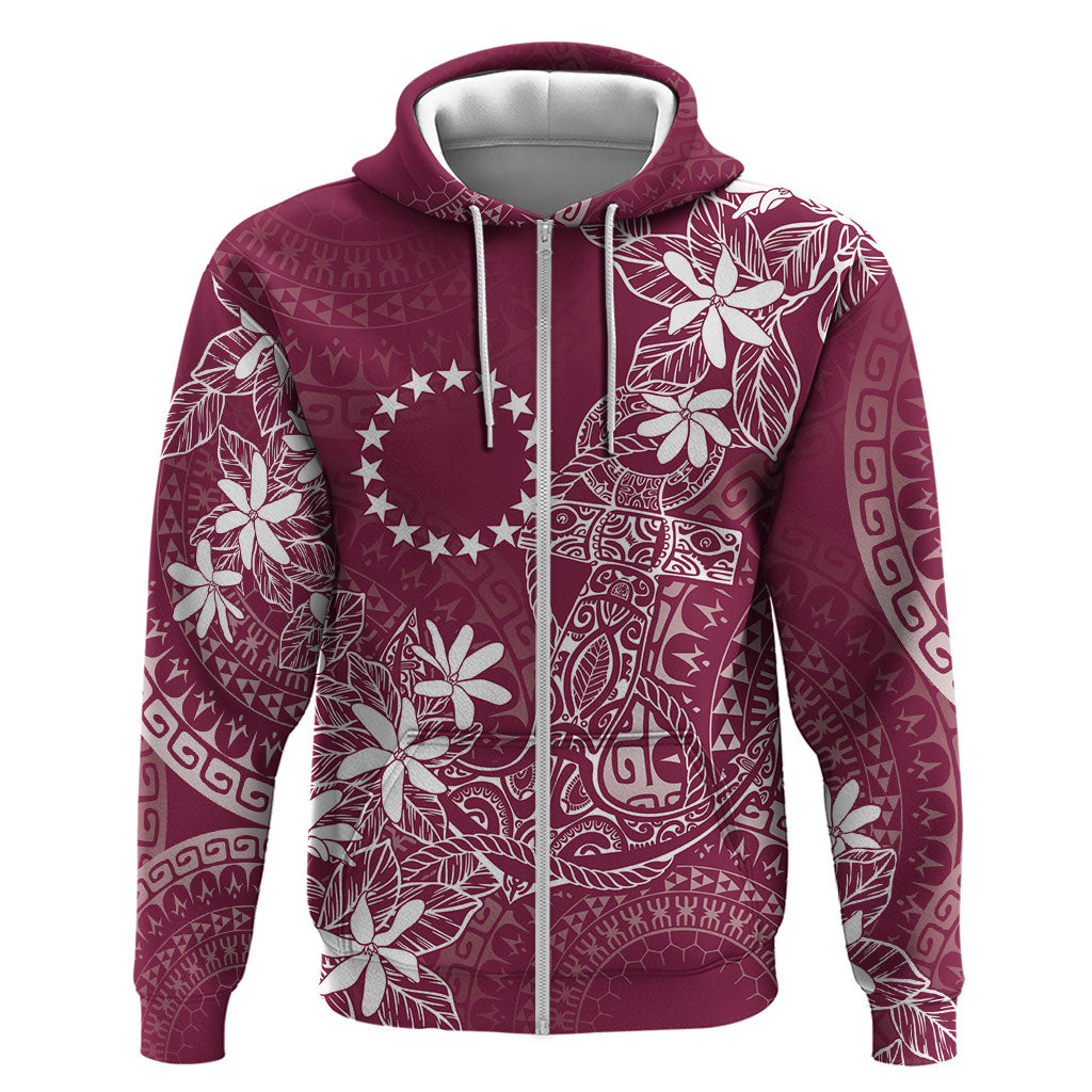 Maroon Kuki Airani Tapakau Zip Hoodie Tribal Anchor Mix Tiare LT7 Zip Hoodie Maroon - Polynesian Pride