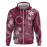 Maroon Kuki Airani Tapakau Zip Hoodie Tribal Anchor Mix Tiare LT7 Zip Hoodie Maroon - Polynesian Pride