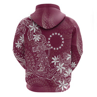Maroon Kuki Airani Tapakau Zip Hoodie Tribal Anchor Mix Tiare LT7 - Polynesian Pride
