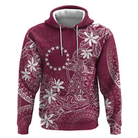 Maroon Kuki Airani Tapakau Zip Hoodie Tribal Anchor Mix Tiare LT7 Pullover Hoodie Maroon - Polynesian Pride