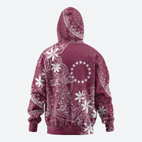 Maroon Kuki Airani Tapakau Zip Hoodie Tribal Anchor Mix Tiare LT7 - Polynesian Pride