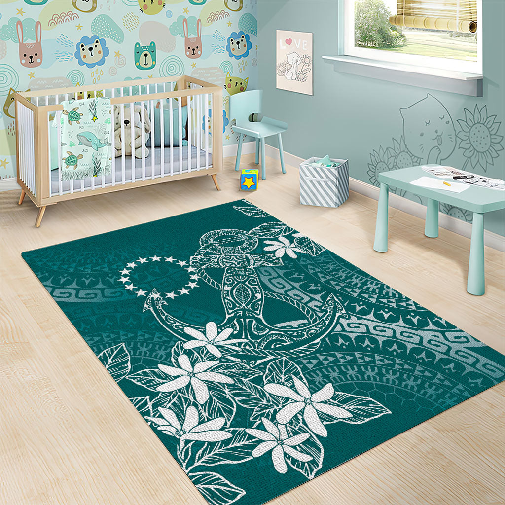 Teal Kuki Airani Tapakau Area Rug Tribal Anchor Mix Tiare
