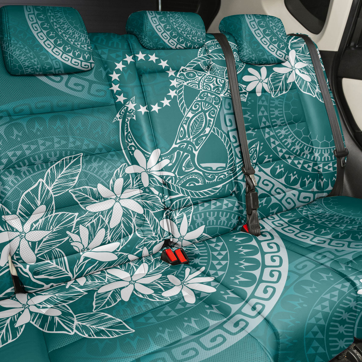 Teal Kuki Airani Tapakau Back Car Seat Cover Tribal Anchor Mix Tiare LT7 - Polynesian Pride
