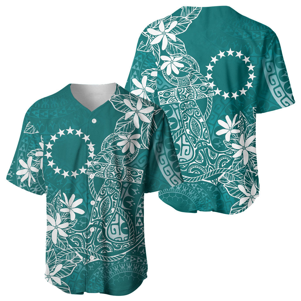 Teal Kuki Airani Tapakau Baseball Jersey Tribal Anchor Mix Tiare