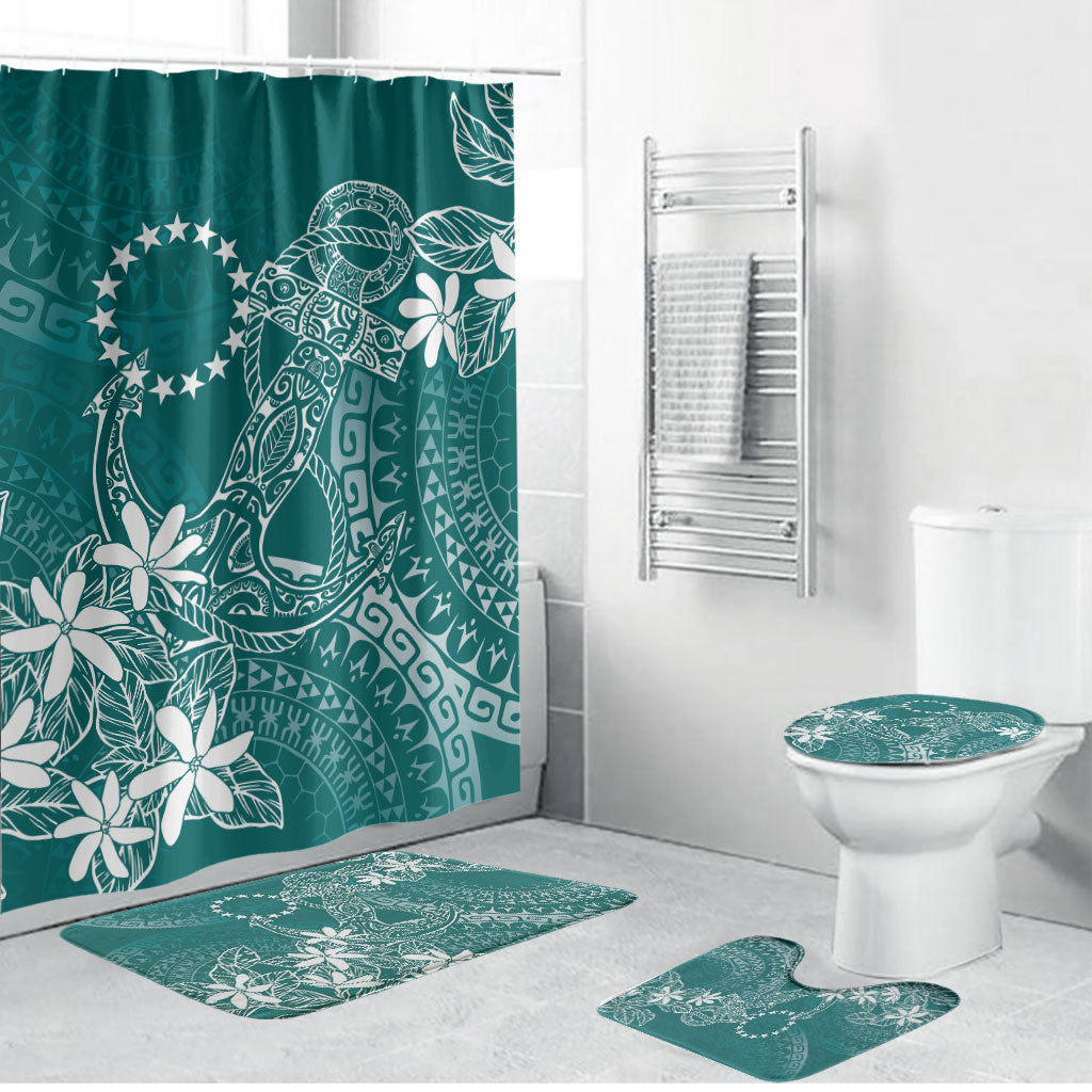 Teal Kuki Airani Tapakau Bathroom Set Tribal Anchor Mix Tiare LT7 Bathroom Set (4 pcs) Teal - Polynesian Pride