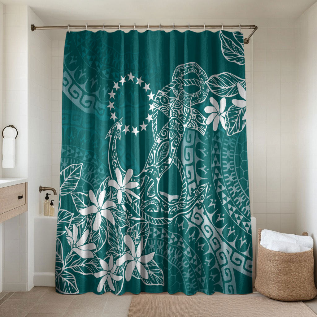 Teal Kuki Airani Tapakau Bathroom Set Tribal Anchor Mix Tiare LT7 Shower Curtain Only Teal - Polynesian Pride