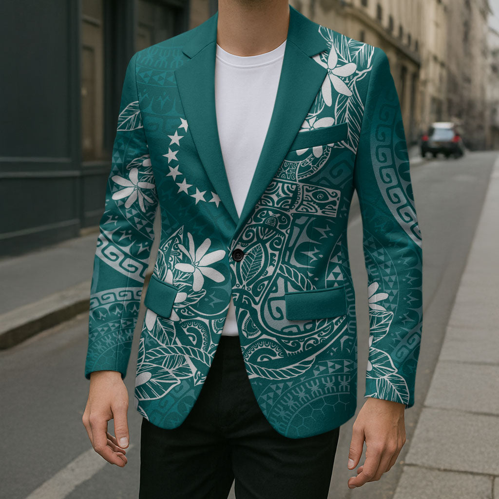 Teal Kuki Airani Tapakau Blazer Tribal Anchor Mix Tiare