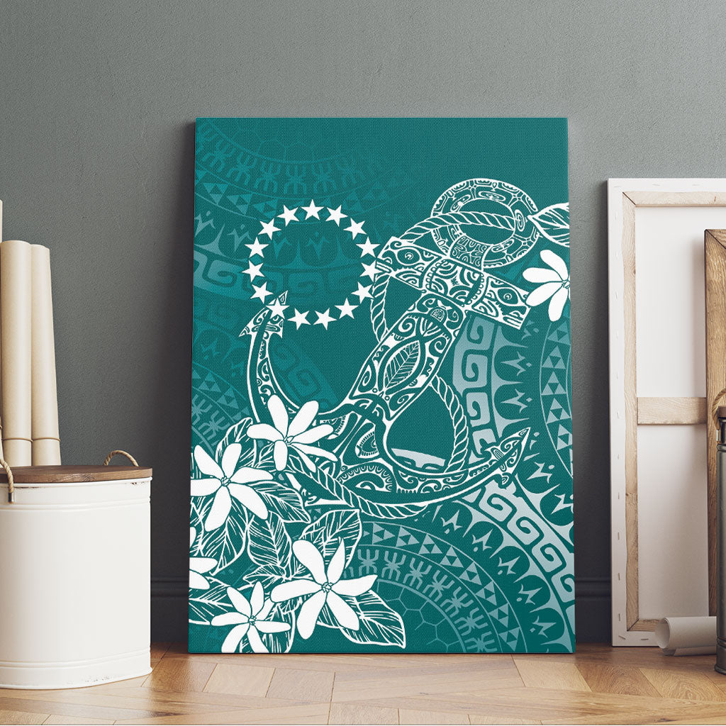 Teal Kuki Airani Tapakau Canvas Wall Art Tribal Anchor Mix Tiare